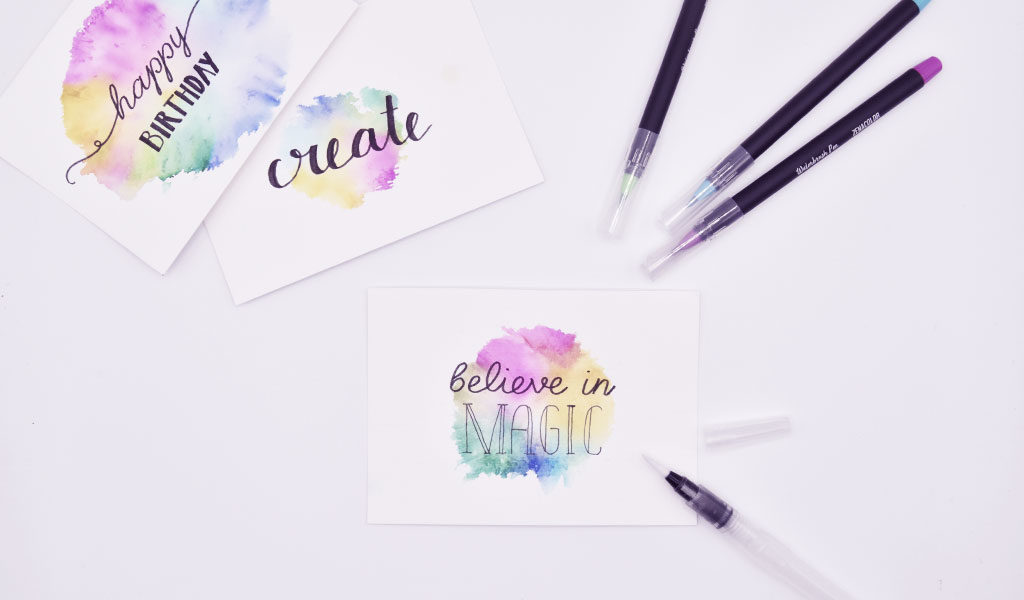 Aquarell-Karten mit Sprüchen