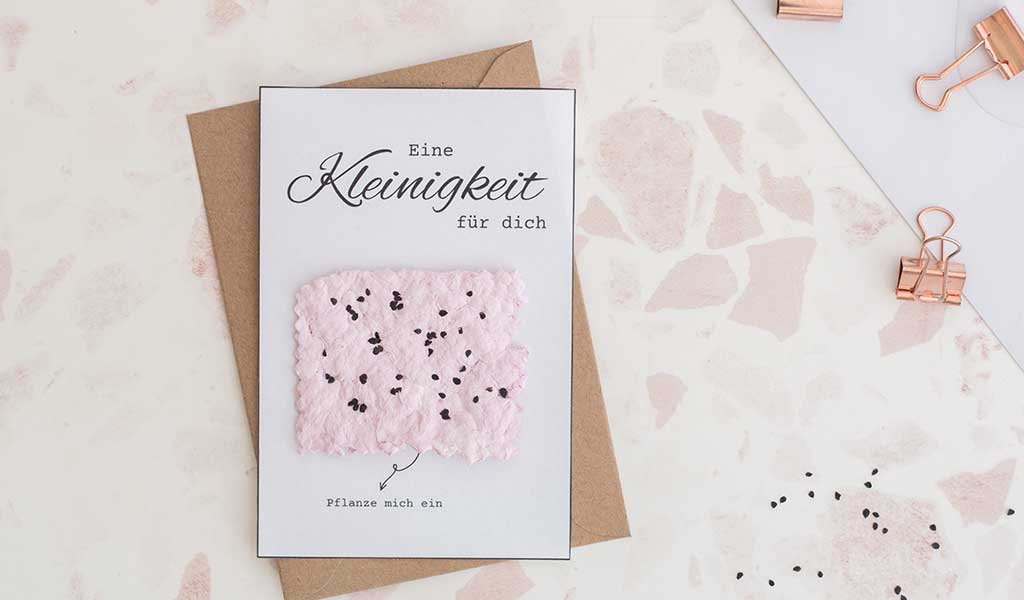 Karte mit DIY Samenpapier als kleines Mitbringsel