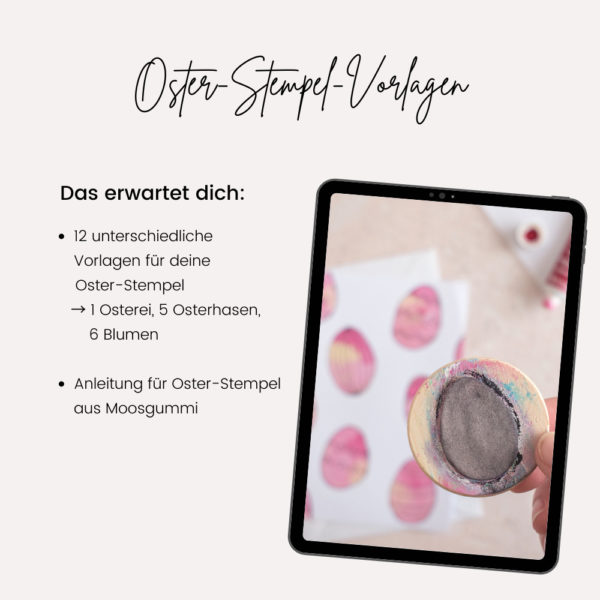Mockup für die Vorlagen für selbstgemachte Oster-Stempel