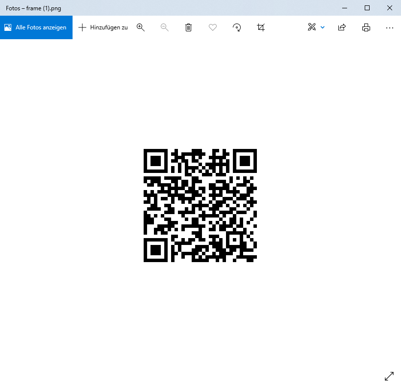 Den fertigen QR Code findest du jetzt als png Datei in deinem Download Ordner
