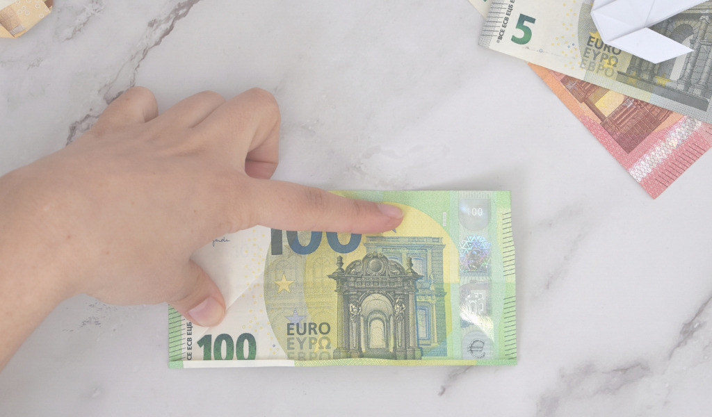 Taube aus Geld falten -Anleitung Schritt 6