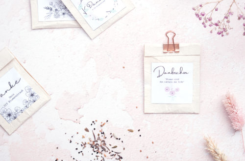DIY Blumenstrauß in Form einer upgecycelten Tüte mit Blumensamen