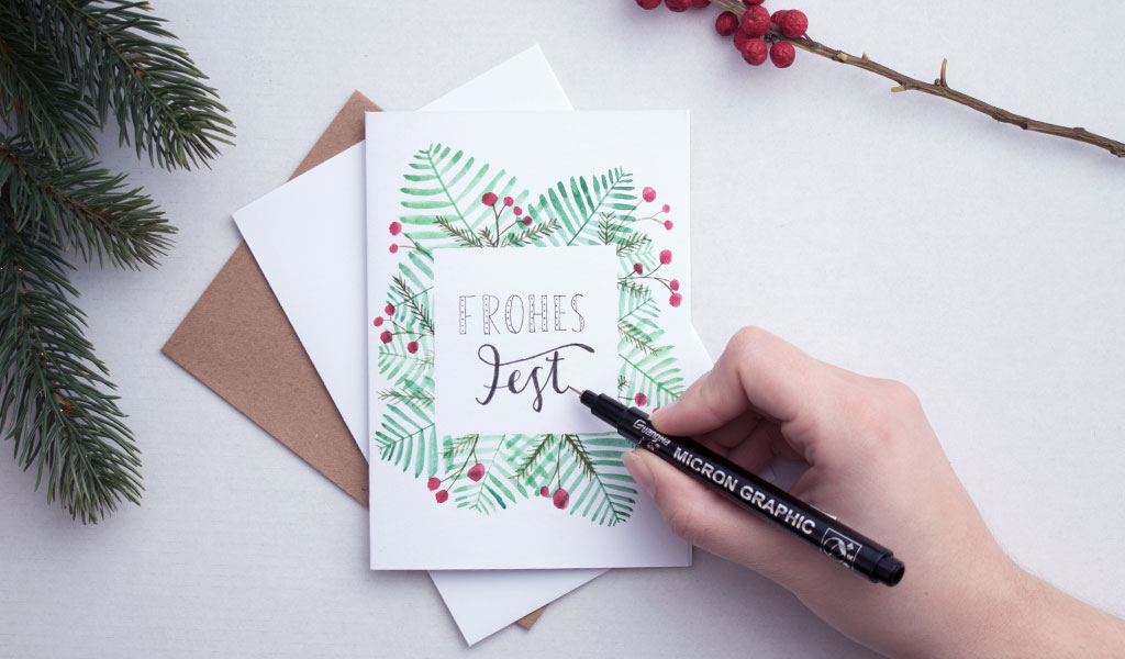 Weihnachtskarte mit Tannengrün