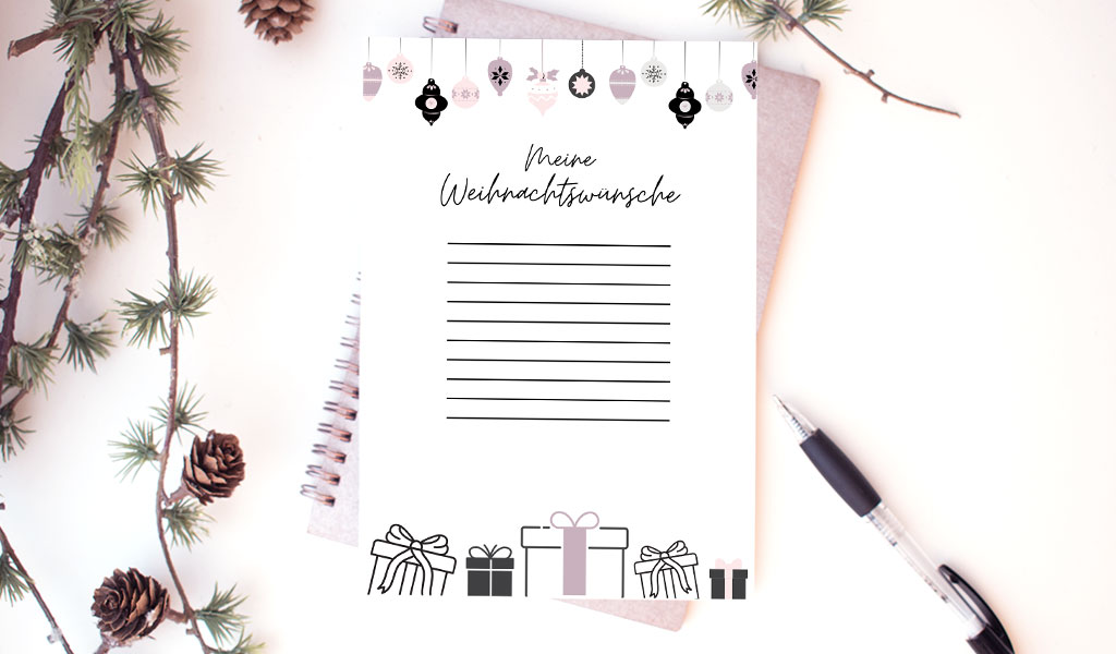 Wunschliste Vorlage für Weihnachten