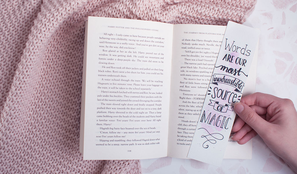 Lesezeichen im Harry Potter design mit einem Zitat von Dumbledore