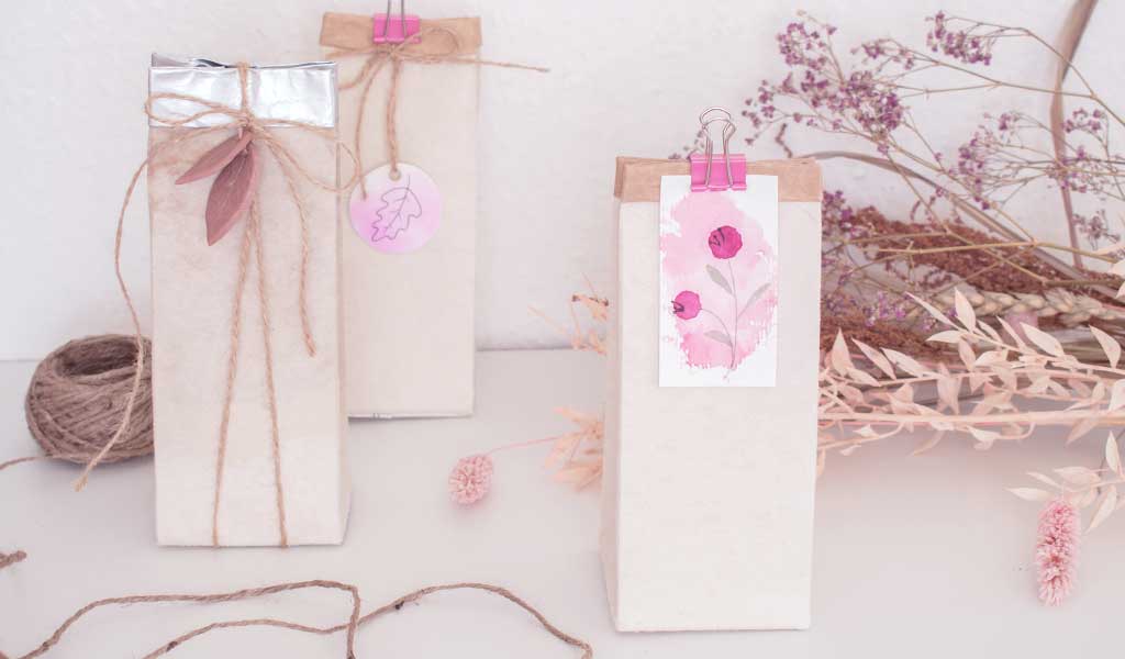herbstliche Geschenkverpackungen aus alten Milchtüten basteln