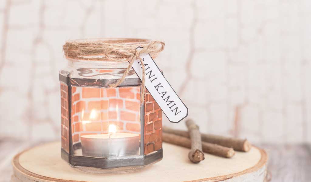 selbstgemachter Mini-Kamin als witzige Geschenkidee