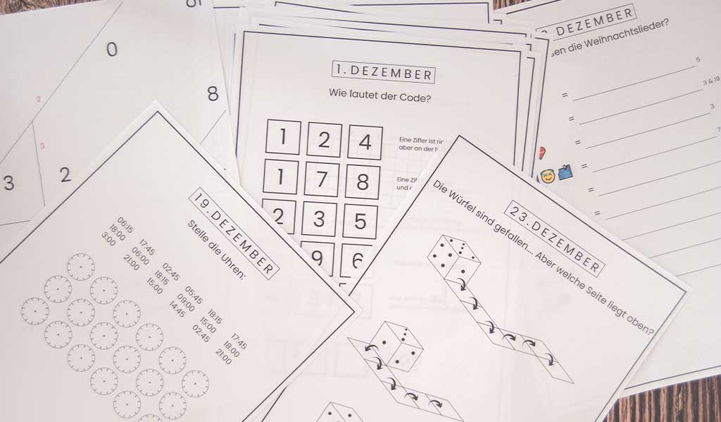 Unterschiedliche Rätsel für den Adventskalender